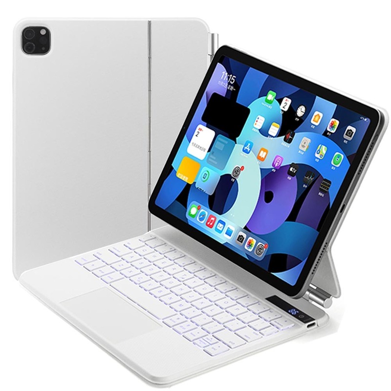 iPad Air4 / Air5 / Pro11 兼用 キーボード ケース タッチパッド 磁力吸着 ワイヤレス bluetooth リチウムバッテリー内蔵 ホワイト