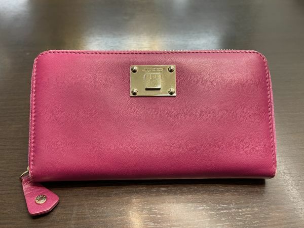 156445-552 JIMMY CHOO ジミーチュウ ラウンドジップ長財布 パープル紫系 ラウンドファスナー ウォレット 同梱不可