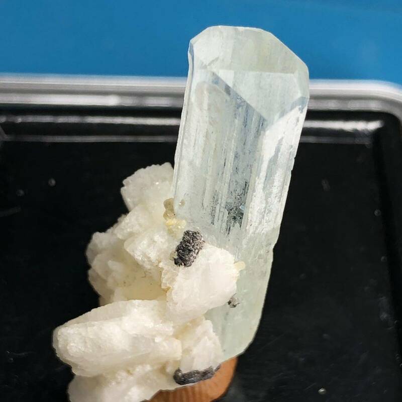 【鉱石】 31.75Ct 天然 アクアマリン 原石 パキスタン シガー産 母岩付き ベリル 高品質 単結晶 鉱物標本 天然石 無処理 パワーストーン