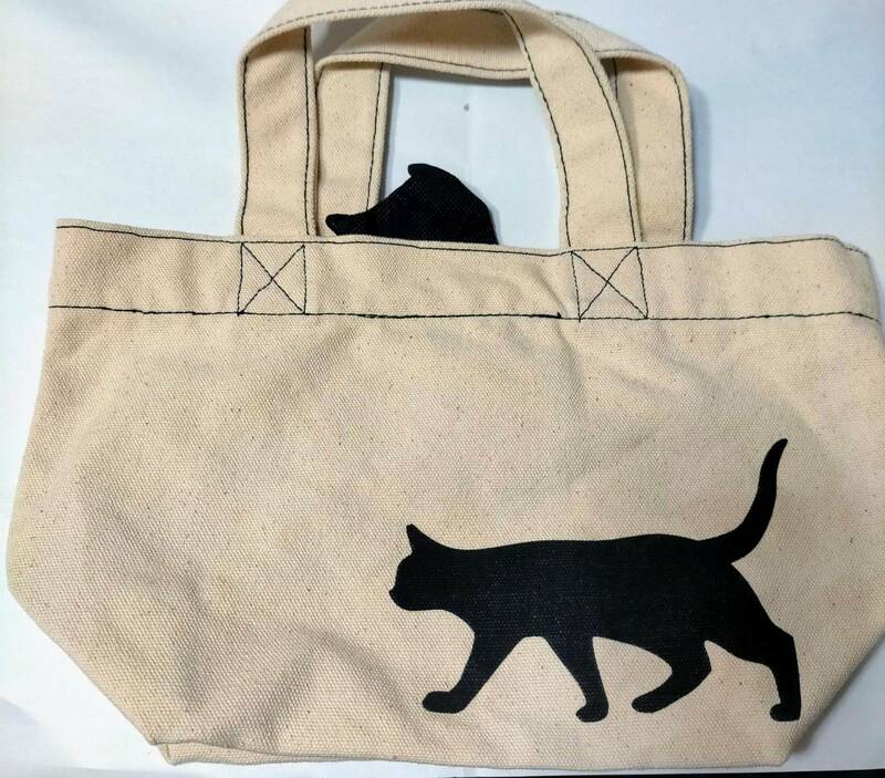 くろねこ が 顔 出す 黒猫 ランチ バック ミニ トートバッグ トート バッグ 猫 ねこ ネコ クロネコ Black Cat Lunch Bag tote bag