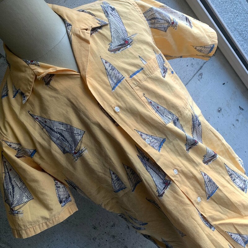 アメリカ古着 ビンテージ ラルフローレン ヨット 総柄 アロハ シャツ 緑タグ U.S Used Clothing 80s Vintage Ralph Lauren Aloha Shirt