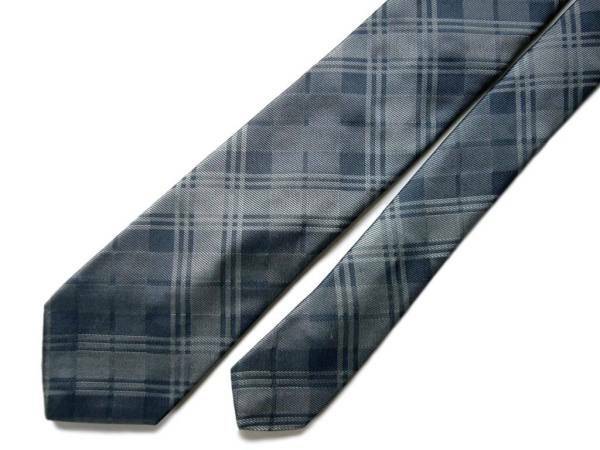 新品 ブラックフリース プレード シルク混紡 ネクタイ BLACK FLEECE Plaid Tie Silk+Cotton グレーブルー