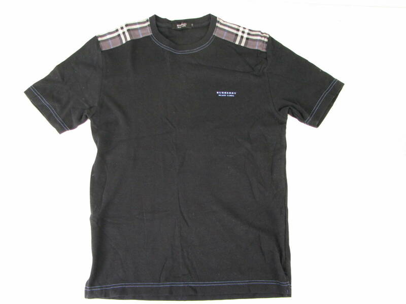 バーバリー　ブラックレーベル　Tシャツ　サイズ2　黒　肩チェック　BURBERRY BLACK LABEL