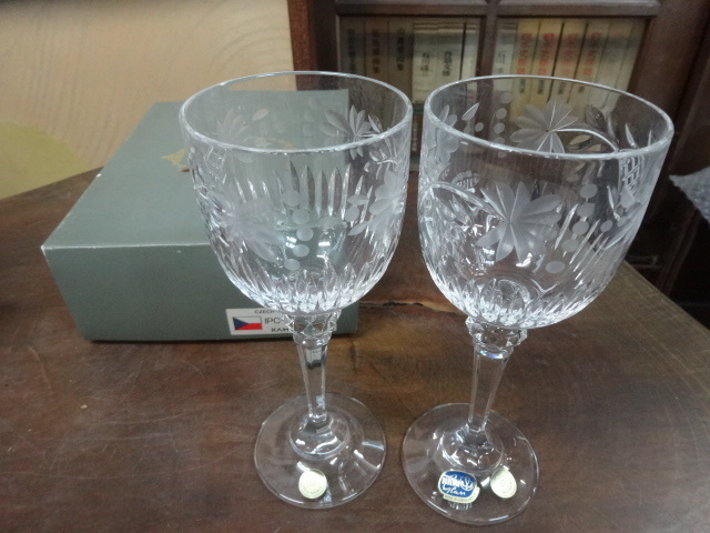 KAMEY BOHEMIA GLASS ワイングラス カットグラス 2客 IPC-4314-P 長期保管/未使用品 