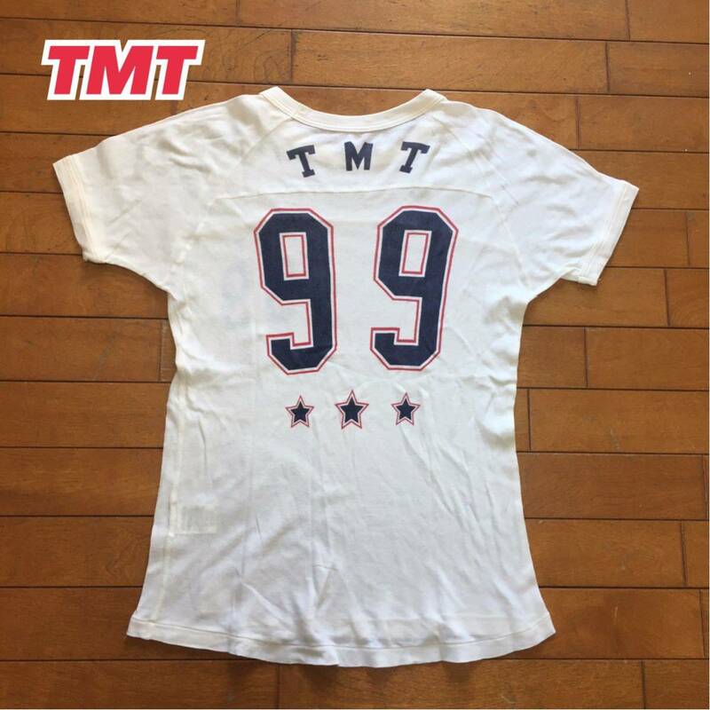 ★【 TMT 】★ ガーゼ素材 ラグラン フットボール プリントTシャツ★サイズ S★i-737