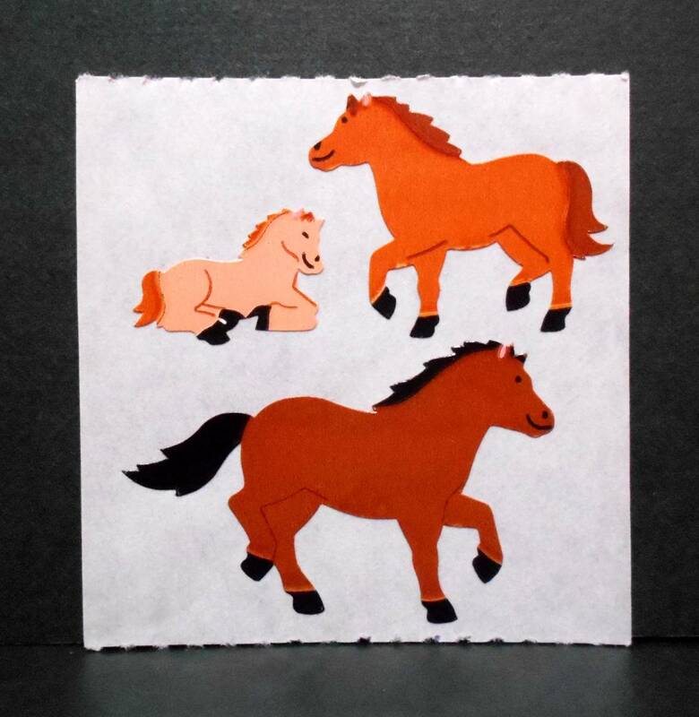 【レア!!】 サンディライオン 馬の親子 ホース 馬 親子 動物 1コマ シール ステッカー カナダ SANDYLION Sticker (43)