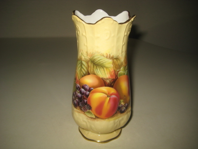フラワー ベース　AYNSLEY エインズレイ　オーチャードゴールド 陶器 花瓶 vase アンティーク　