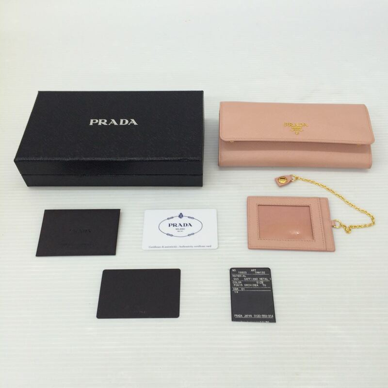 ◆PRADA/プラダ 1MH132 長財布 ピンク 箱付き 中古品 syhib005075