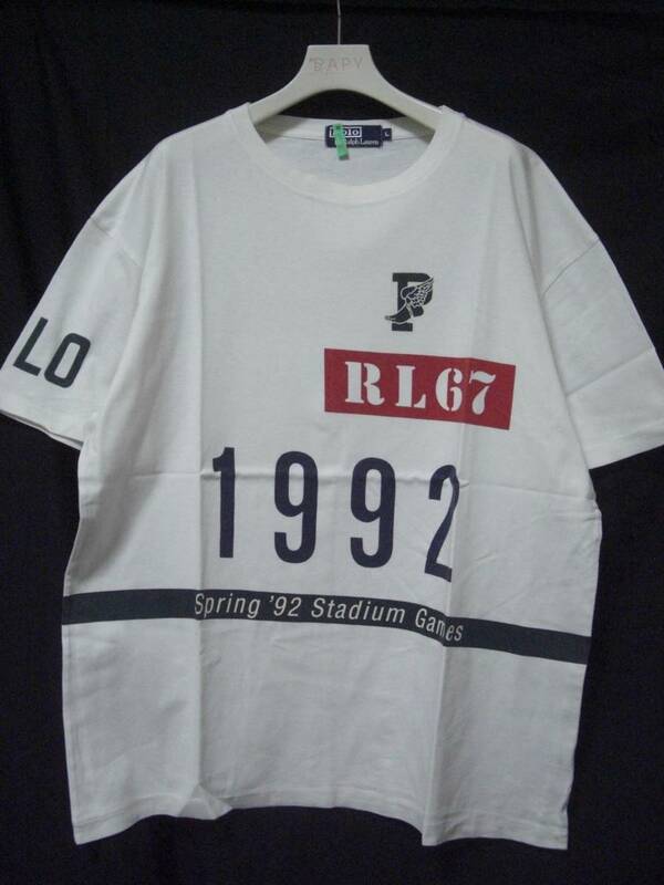 1992 POLO RALPH LAUREN ラルフローレン STADIUM 92 Tシャツ 白 L