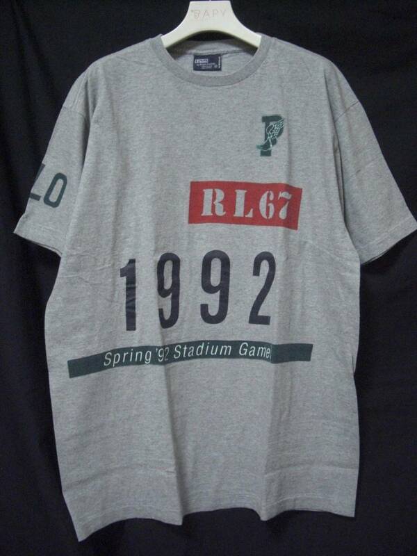 新品 DS 1992 POLO RALPH LAUREN ラルフローレン STADIUM 92 Tシャツ 灰 L