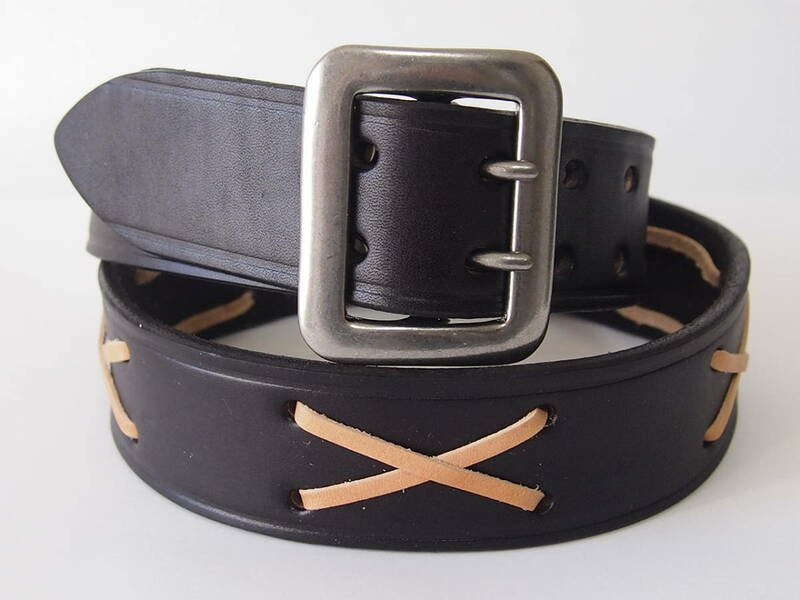 クッシュマン☆Cushman JOHNNY BELT☆ジョニーベルト 50's タイプ クロスボーン☆Wピン サドルレザー40mm◇color[BLACK]size[W36]正規新品