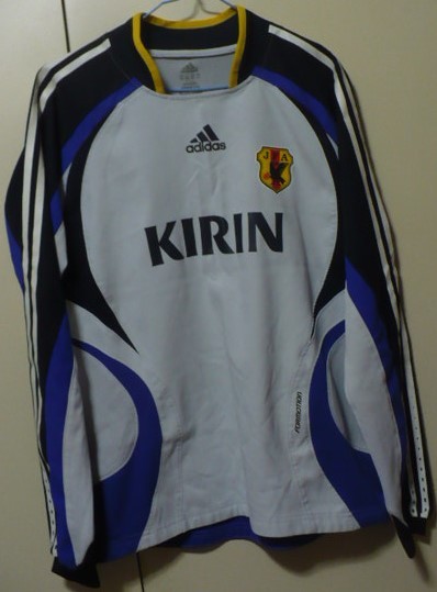 adidas【アディダスジャパン(株)】製2007日本代表プレデターFMトレーニング長袖トップ(練習着)　Ｍ　FORMOTION ライトグレー×ネイビー×青
