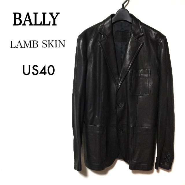 BALLY レザーテーラードジャケット US40/バリー メンズ 最高級 ラムスキン/羊革 2B 黒 伊製