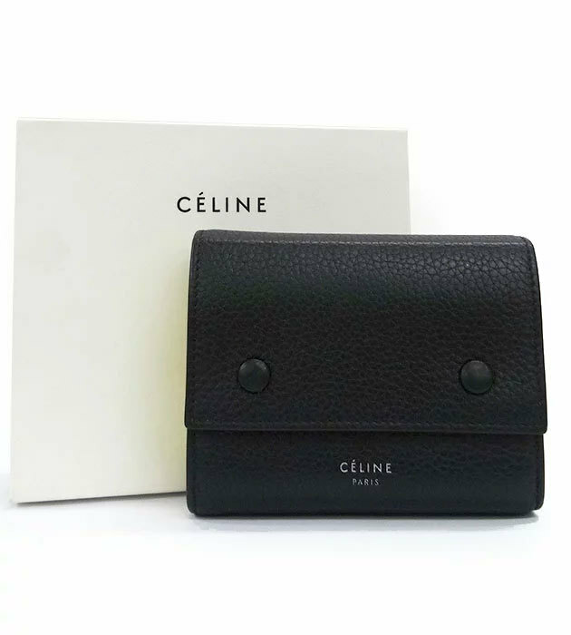 セリーヌ 三つ折り 財布 コンパクトウォレット FF3405 CELINE スモール フォールデッドマルチファンクション ブラック