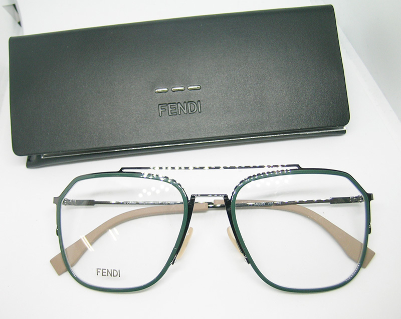FENDI フェンディ 正規品 メガネ フレーム FF M0081-V81 ダークグリーン 緑系 セミオート 新品 眼鏡 証明カード付 度付き加工可
