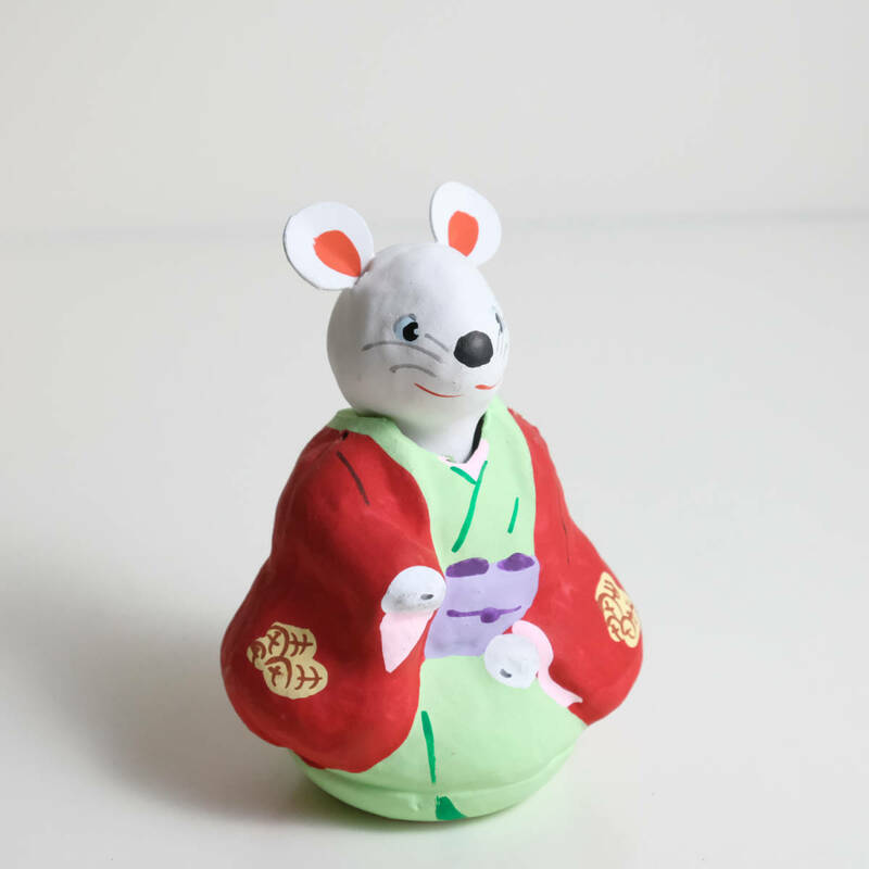 張子 張り子 ネズミ 八幡張子 いせそう 首振り人形 鼠 郷土玩具 人形 干支 民芸品 伝統工芸 置物 オブジェ