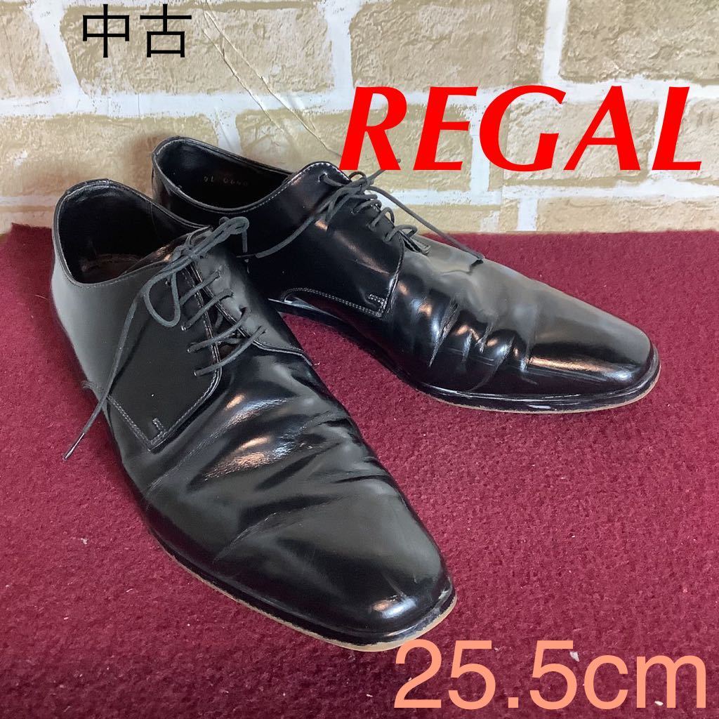 【売り切り!送料無料!】A-291 REGAL!ビジネスシューズ!黒!25.5cm!ストレートチップ!ドレスシューズ!冠婚葬祭!ビジネス!仕事!中古!