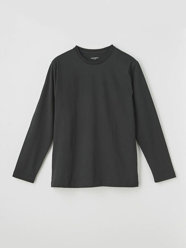 JOHN SMEDLEY ハイゲージ コットン ロングスリーブ クルーネック Tシャツ S カットソー ジョンスメドレー ブラック