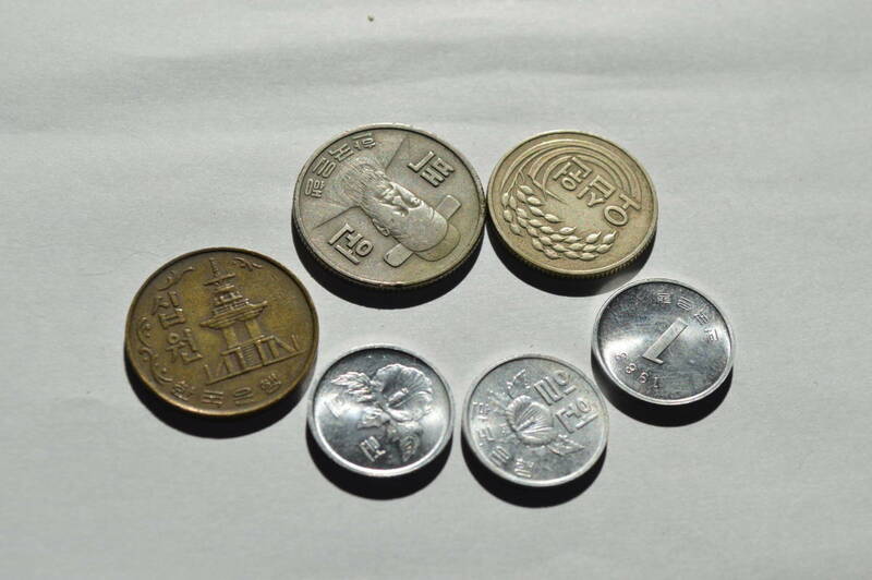 韓国　古銭　硬化　1974～　まとめて6枚セット