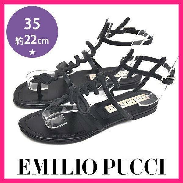 エミリオプッチ EMILIO PUCCI ロゴ トングサンダル フラットサンダル ブラック 黒 35(約22cm) sh23-0029