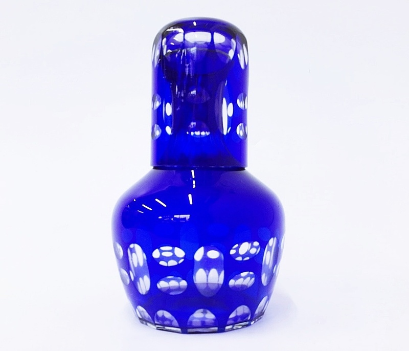 切子 水差し デキャンタ 冠水瓶 花瓶 硝子工芸 青色 ブルー デキャンタ ガラス製 酒器 ガラス食器 