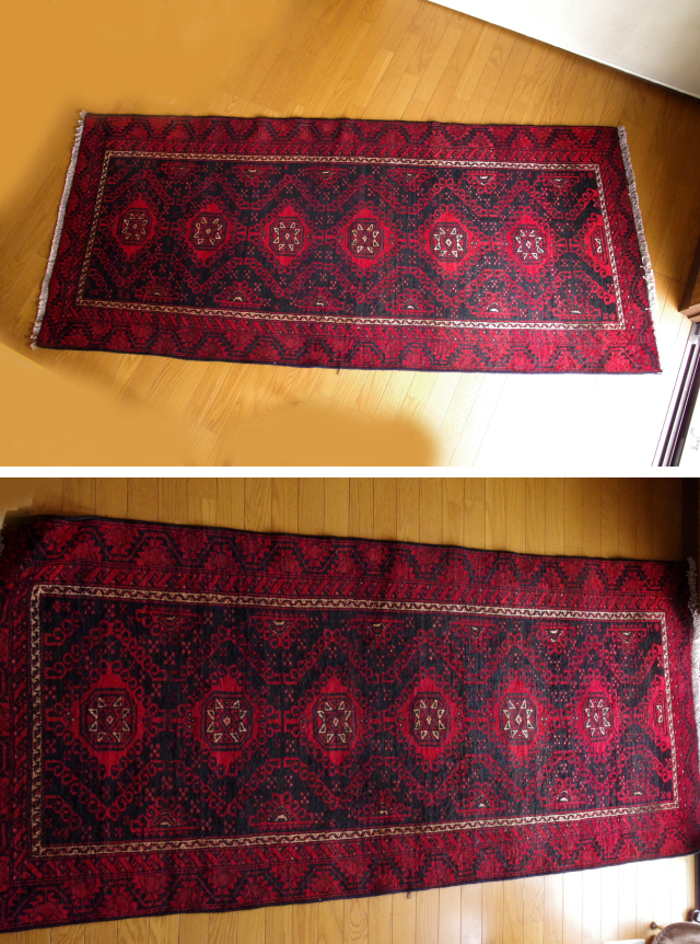 ■ペルシャ絨毯 イラン 手織り ウール 225cm×100cm■