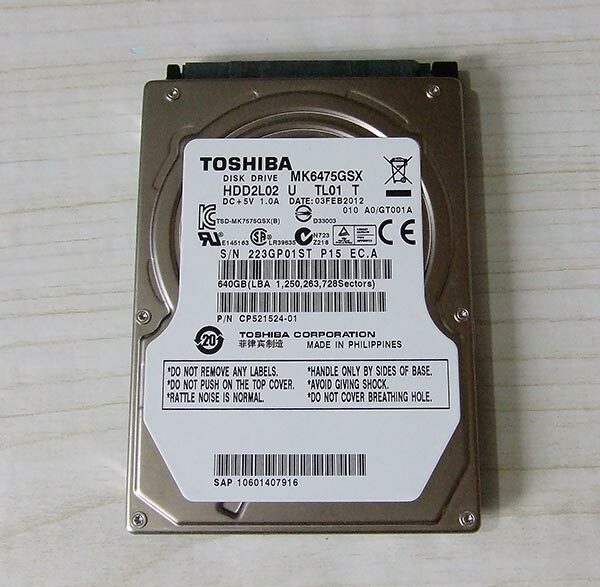 東芝 MK6475GSX 640GB 2.5インチHDD ジャンク