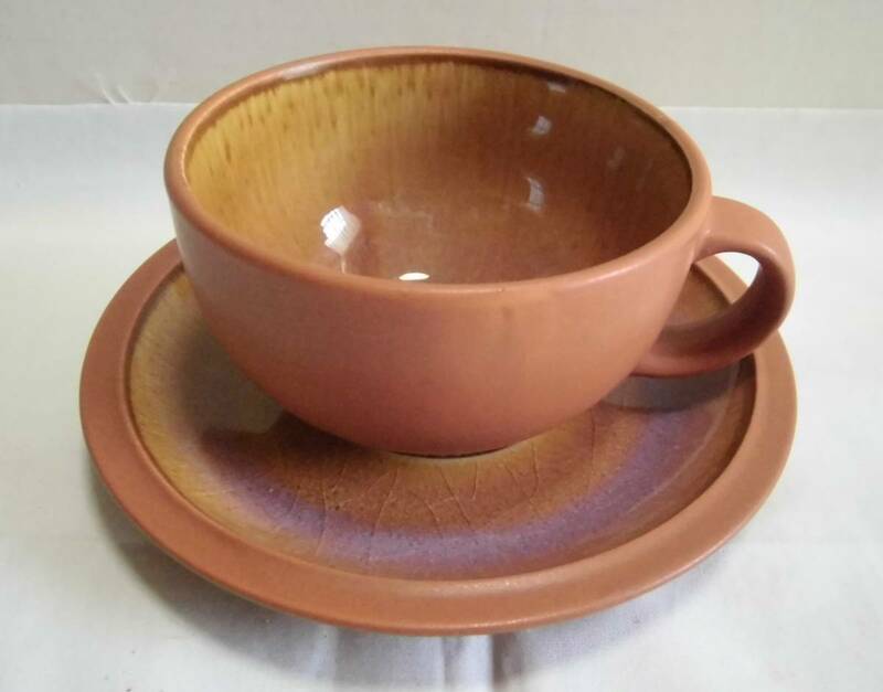 大きめ 味わいある カップ&ソーサー 1客 スープカップ ティーカップ コーヒーカップ 工芸品 茶器 陶器 レトロ
