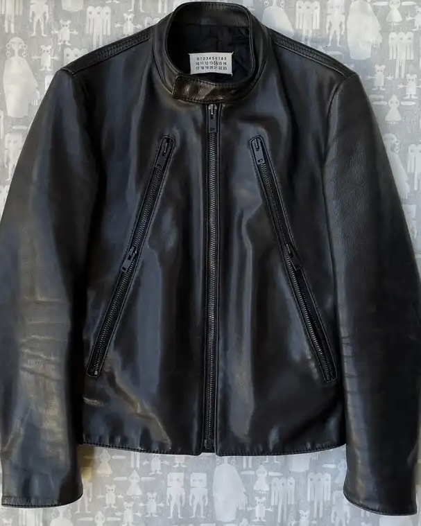 【中古 良品】Maison Margiela 5 Zip Calf Leather Jacket AW15 サイズ46 Black 八の字 ライダース