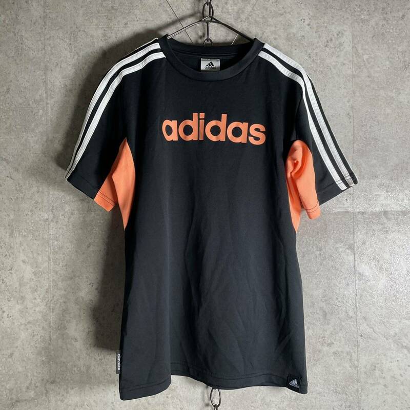 adidas アディダス 半袖Tシャツ ブラック オレンジ レディース スポーツウェア ゴルフウェア