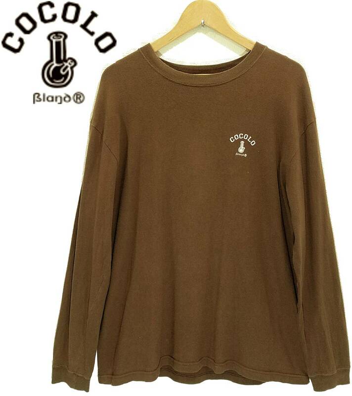 送料510円～COCOLOBLANDボング柄ロングスリーブTシャツ茶メンズXLロンティー丸胴ブラウンBONGシーシャL/S T SHIRT丸首ロンTココロブランド