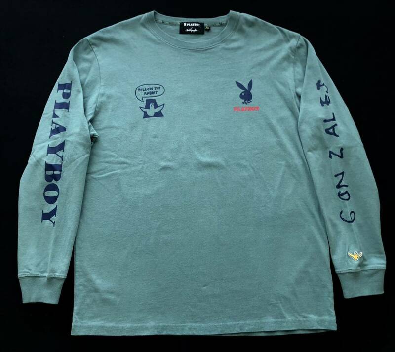 大きいサイズ プレイボーイ マークゴンザレス Wネーム 長袖Tシャツ ロンT　　両面デザイン PLAYBOY Mark Gonzales ストリート 柳7183