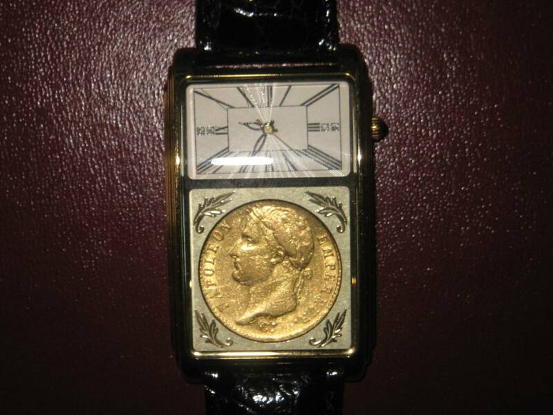 ナポレオン 戴冠式200周年記念 金貨時計 20フラン K21.6 ゴールド 4Ｐダイヤクォーツ