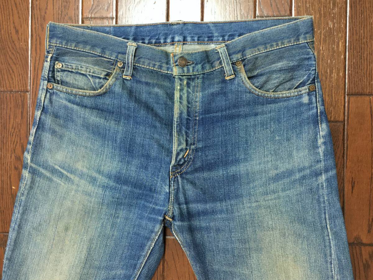 ビンテージ リーバイス Ｌｅｖｉ’ｓ ｗ３６ ひげ落ち ジーンズ ６６前期 刻印８ タロン４２ 縦落ち インディゴ デニム シングルステッチ