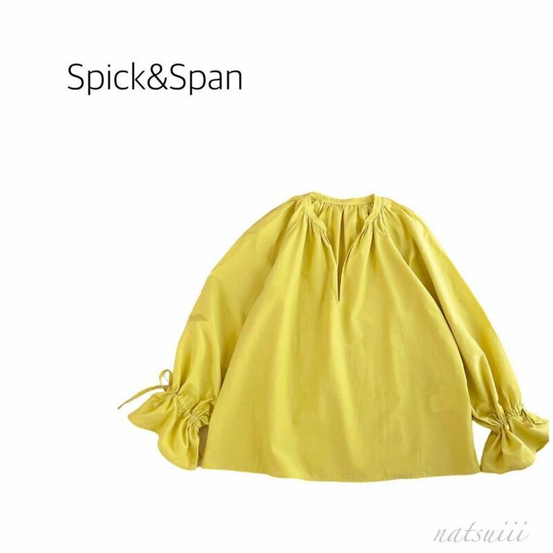 Spick&Span スピックアンドスパン . コットン シルク ギャザー ボリューム袖 プルオーバー ローン ブラウス 日本製 送料無料