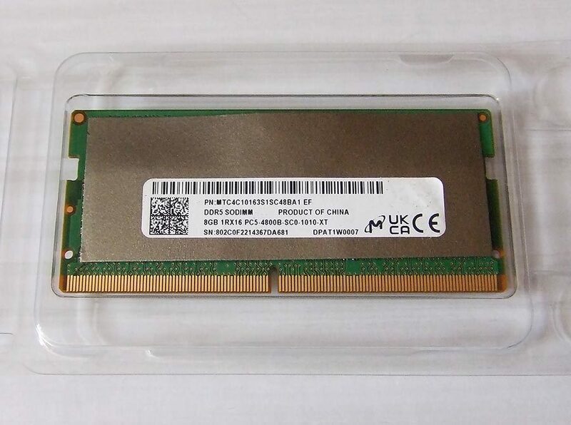 MTC4C10163S1SC48BA1 EF DDR5 PC5-4800B-SC0-1010-XT PC5-38400 8GB SODIMM メモリー