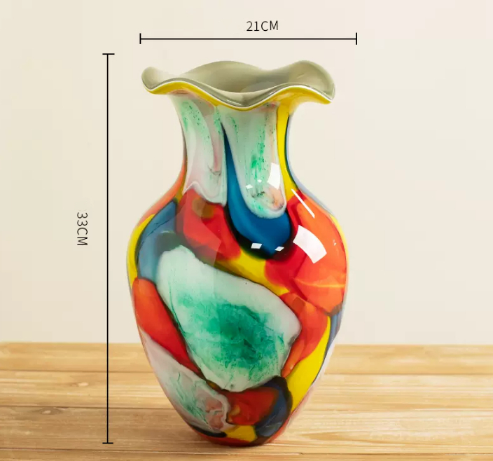新品　アメリカ　彩色花瓶　高級感　芸術　瑠璃花器　装飾品　油絵　リビング　ダイニングルーム　B型
