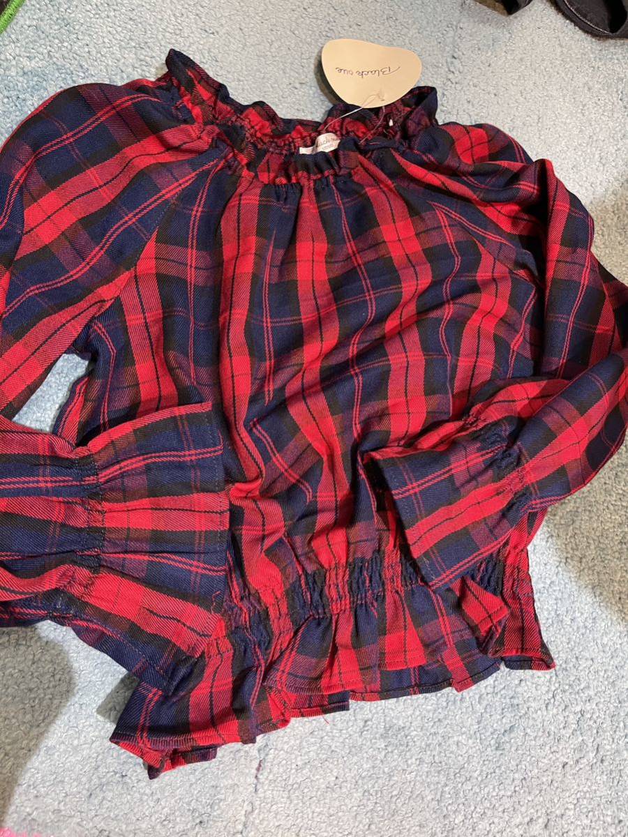 新品訳あり商品　150センチ　チェックブラウス　80%オフ