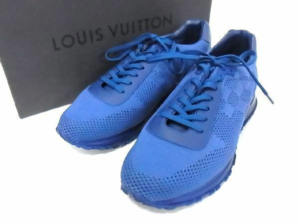 ■極美品■ LOUIS VUITTON ルイヴィトン ダミエ ランアウェイライン スニーカー サイズ6 (約25cm) 靴 シューズ メンズ ブルー系 BB2111キZ