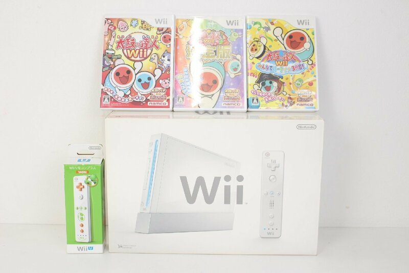 任天堂 Wii 本体 RVL-001 ソフト３本 まとめ リモコン１本 ヌンチャク1本 電源コード付