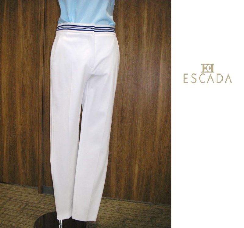 【新品・B品】ESCADA（エスカーダ） 　春物　パンツ　ホワイト　ズボン　夏物　スリム　ボトムス　おしゃれ　ストレッチパンツ　フォーマル