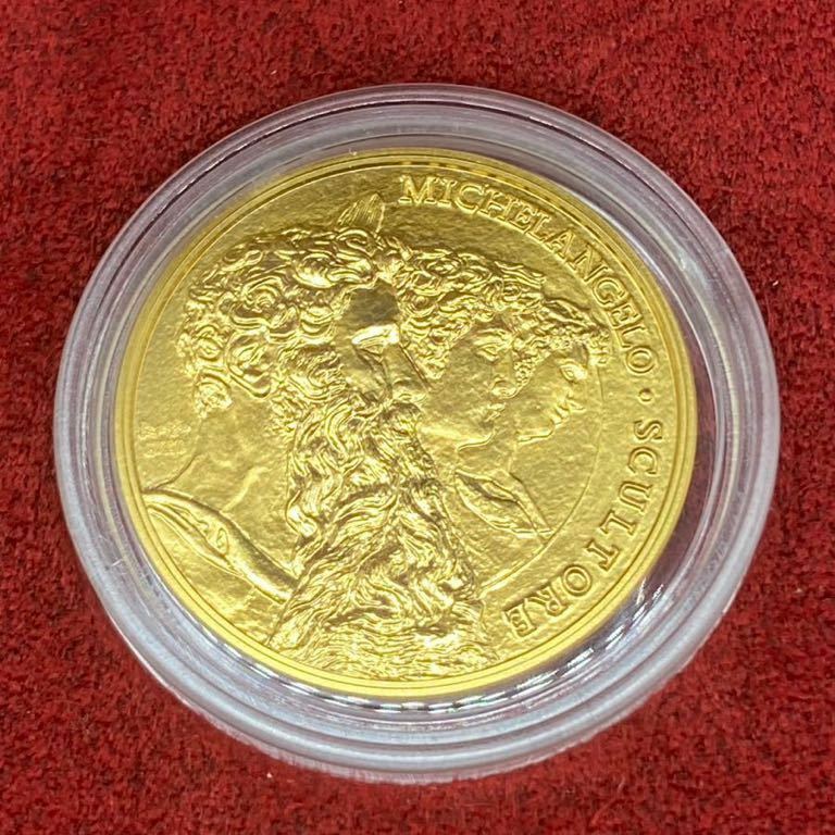#11932【ミケランジェロ:時を超えた進化】国際コインデザインコンペティション2014 純金 直径:30mm 重さ:約25g 造幣局 セキュリティ発送