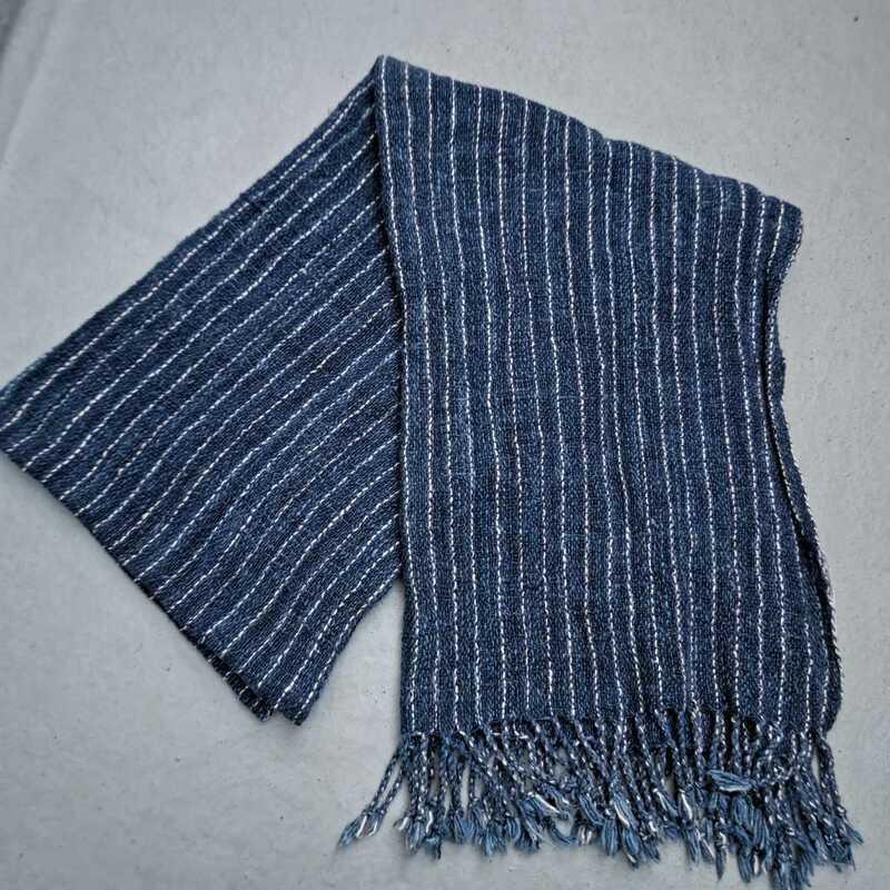 hatha krama インディゴ ストール ハタクラマ cotton100％ 48×160cm NATURAL INDIGO