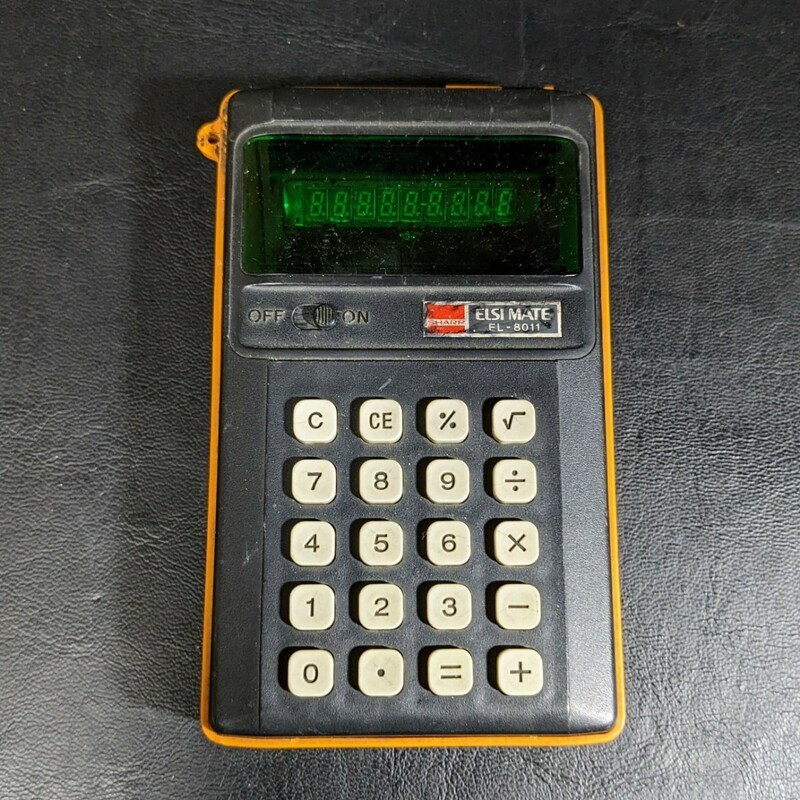 昭和レトロ当時物　SHARPシャープ計算機　緑蛍光管電卓　ELSI MATE　EL-8011　不動品　ジャンク扱い現状品