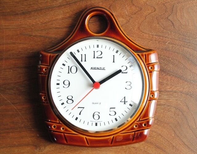 ドイツ製 KIENZLE 陶器の壁時計 電池式 キンツレ 壁掛け時計 セラミック キッチンクロック アンティーク_ig3062