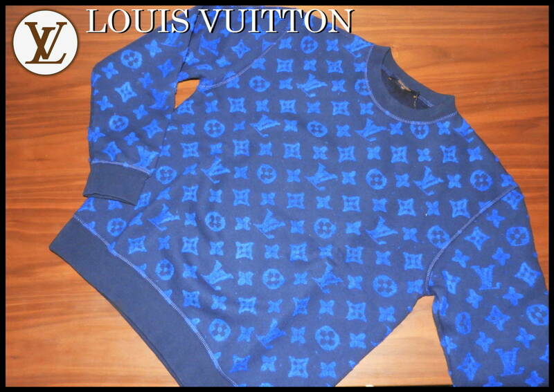 正規品 LOUIS VUITTON ジャガード モノグラム ルイヴィトン スウェット ジャケット ネイビー ブルー メンズ S ダミエ スニーカー ベルト 青