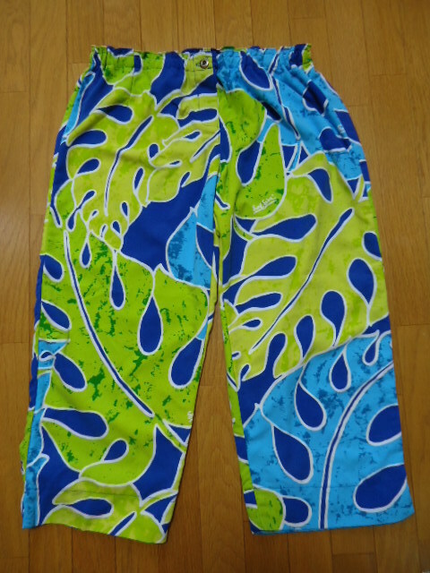 即決　ハワイ　Surf Line　サーフライン　ロングパンツ　水・紺・緑色　葉っぱ柄　Ｍ　女性　　