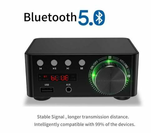 新品未使用品　送料無料　Bluetooth 5.0 Mini パワーアンプ デジタル 5種の入力 超軽量 50W×2 大出力 D種類 音楽プレーヤー HI-FI