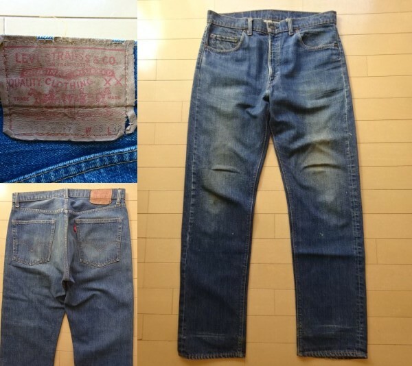 1970s【リーバイス】505-0217 66前期 スモールe ボタン裏5 裾チェーンステッチ W36×L32 リペア無し (ヴィンテージ,ジーンズ,デニム)