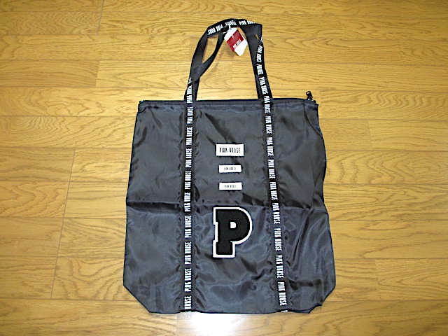 ピンクハウス　ロゴテープ使いナイロントートバッグ　黒　未使用タグ付き　